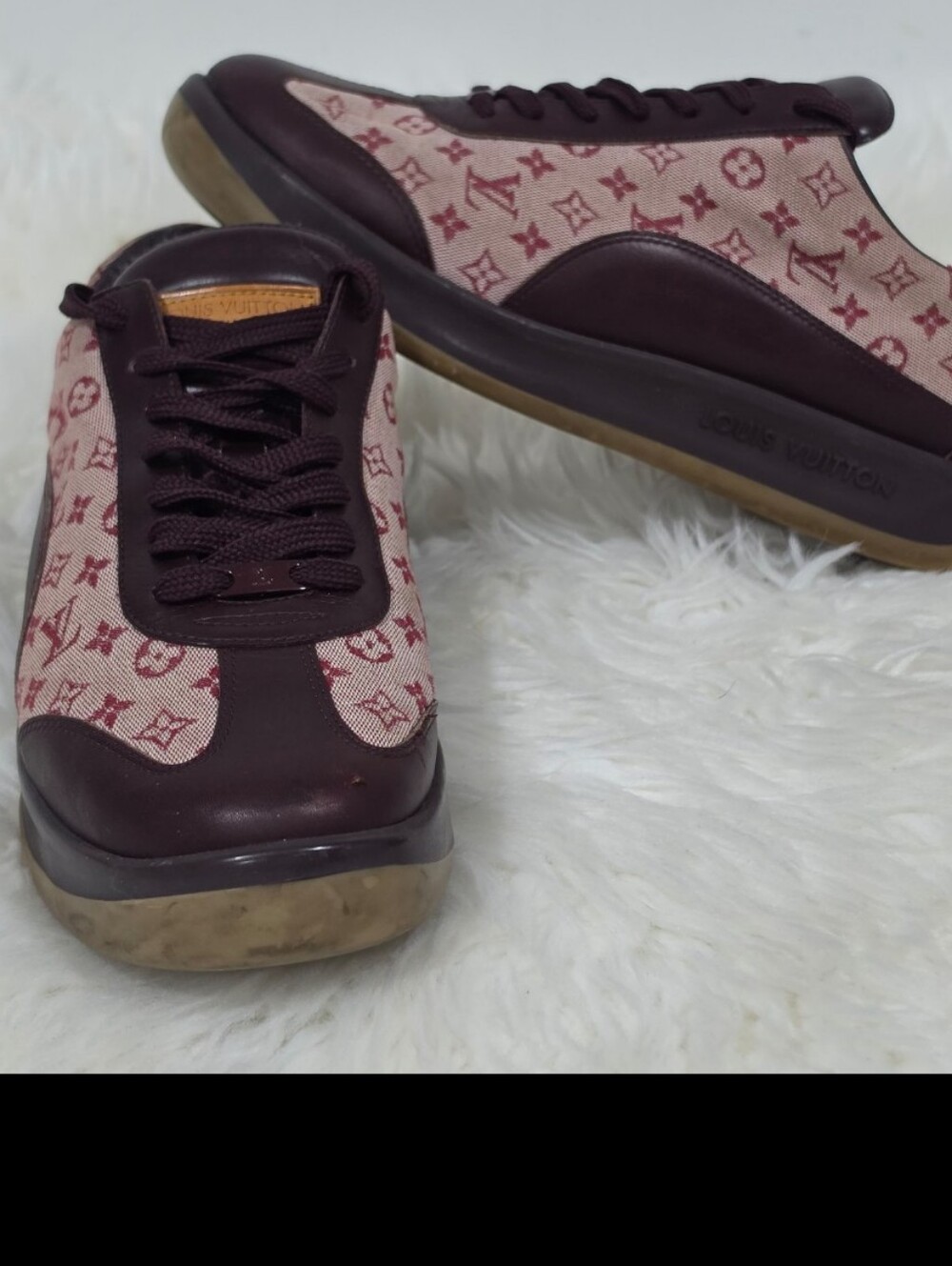 Louis Vuitton Minilin Burgundy Monogram Low Top Sneakers Great Condition EU 40